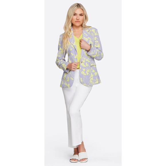 NWT Jessica Simpson Kailani Printed Blazer Jacket Shoulder Pads Purple Womens L - Picture 1 of 9